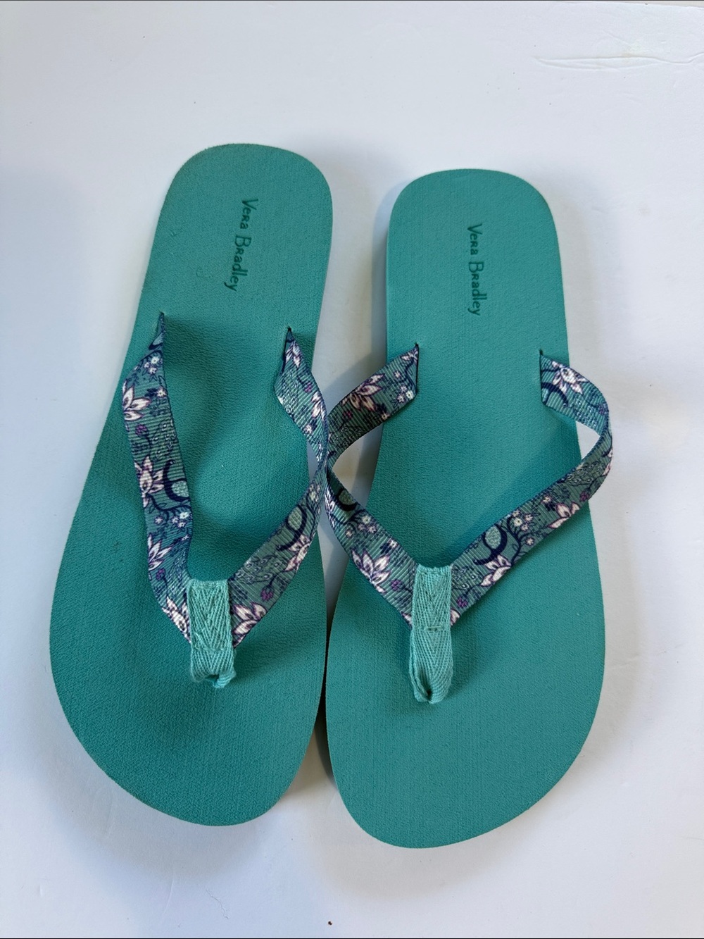 Vera Bradley Teal Floral Strap Women's Flip Flops